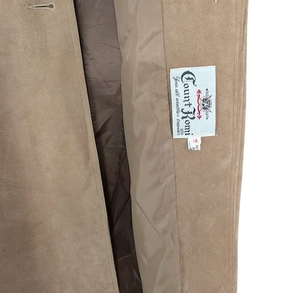 Vintage Count Romi Ultrasuede Camel Duster Coat Women's 14 Faux Suede‎ Long - Picture 6 of 8
